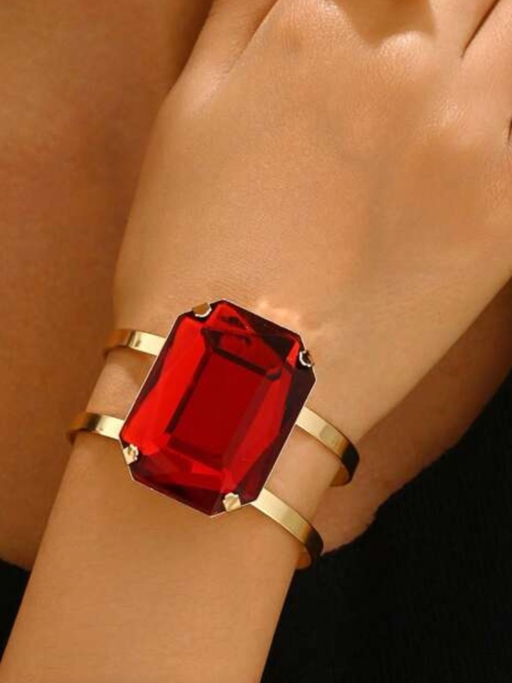 Gold Bracelet with Red Gemstone- One Size, New in Packaging